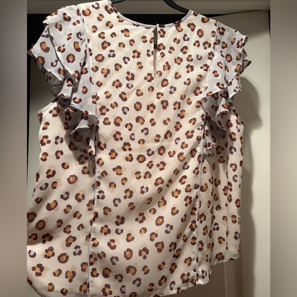 Ann Taylor Cream and Brown Leopard Patterned Blouse - Picture 2 of 9